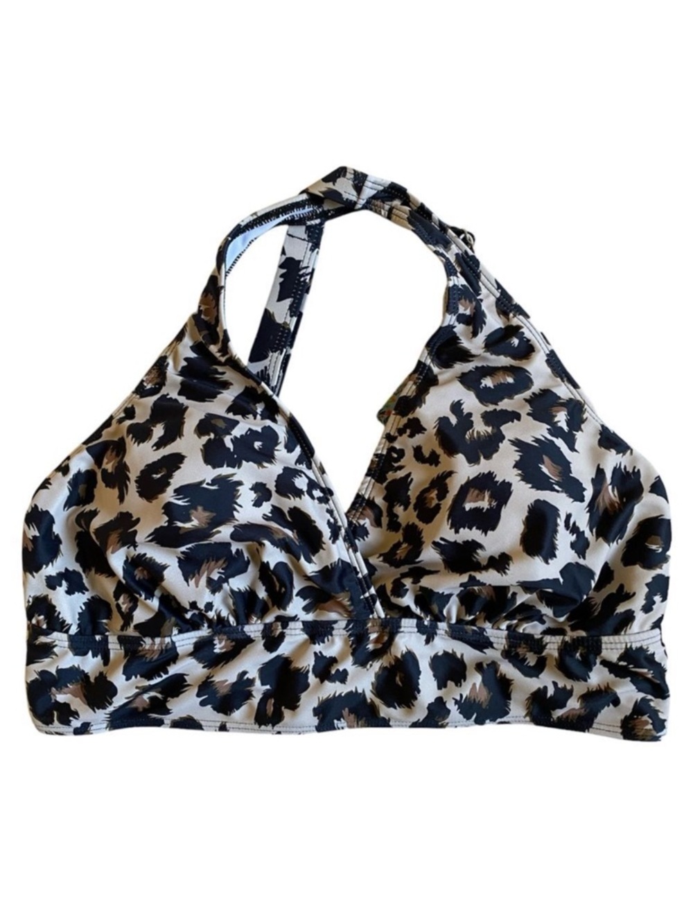 NWT Yonique Animal Print Padded Criss Cross Bikini Top Adjustable Straps 18W